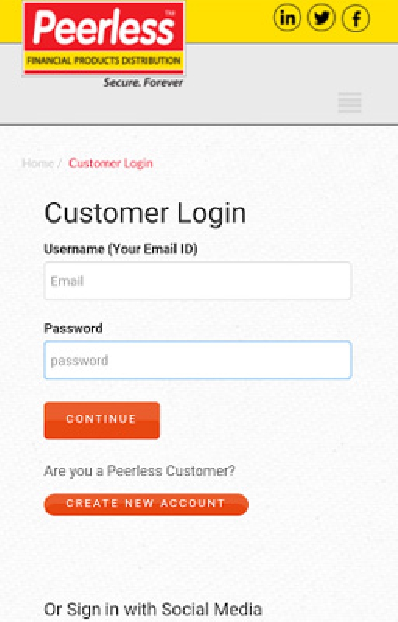 Mobile Login Page for PeerlessFPD